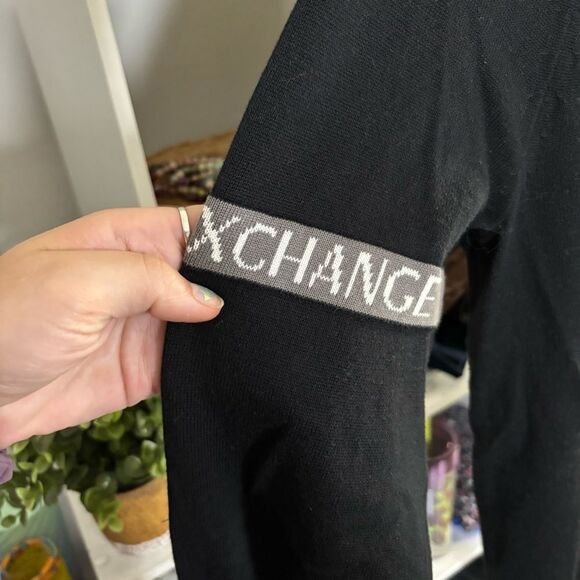 Armani Exchange Black Cotton Knit Full Zip Sweater hoodie - Picture 7 of 8